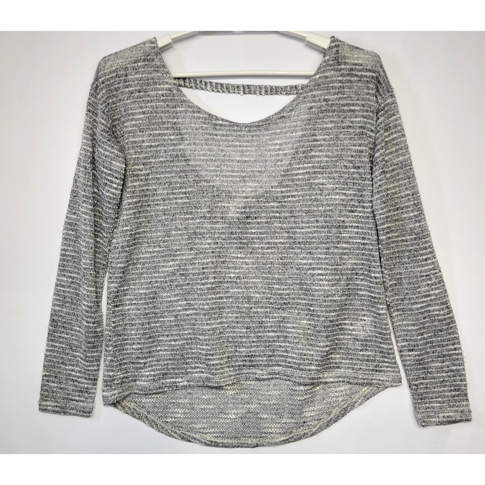 Aeropostale Sweater Womens Medium Gray White Open Back Scoop Y2K Casual Everyday